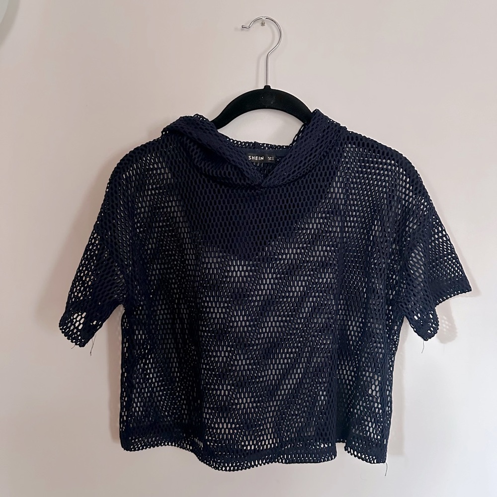 cropped top, perforated, navy blue